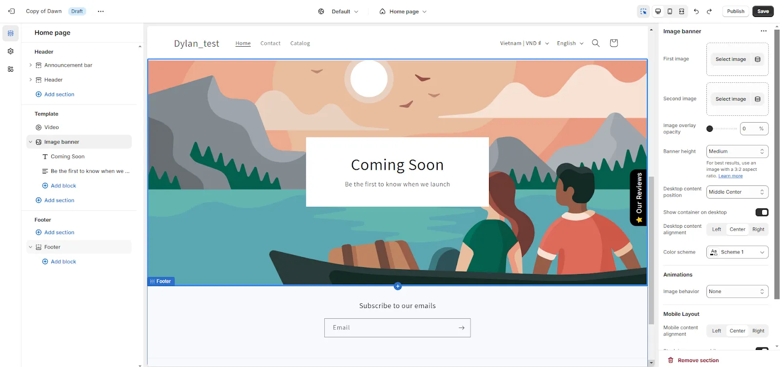 Click Customize on the duplicated theme